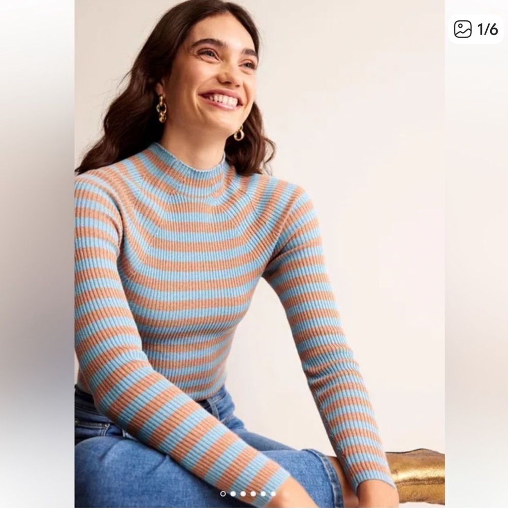Boden Matilda sparkly jumper in light blue and peach